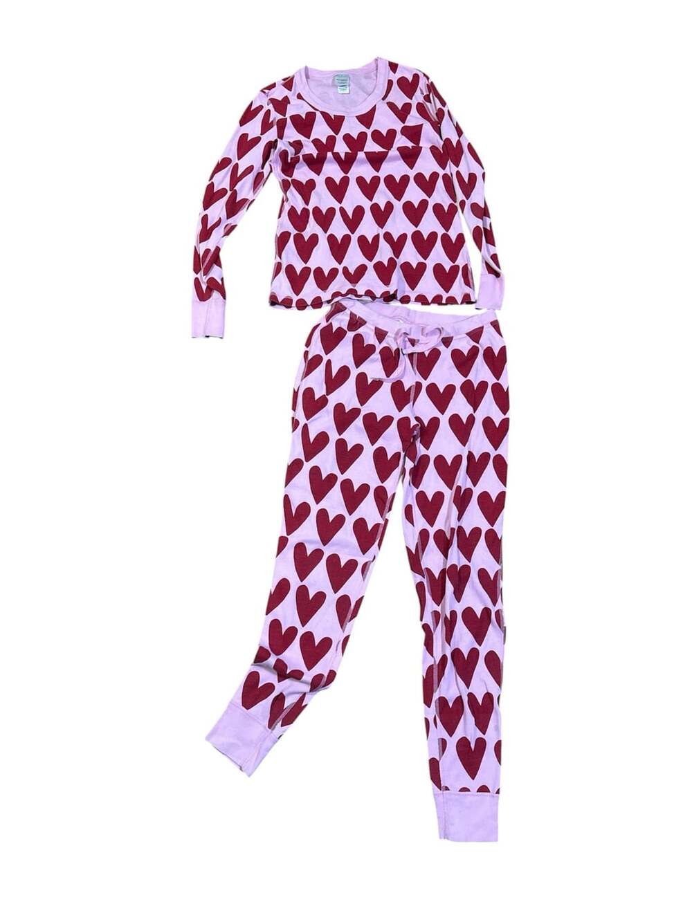 Hanna Andersson Hearts Pajama Set Size S Pink Red Long Sleeve